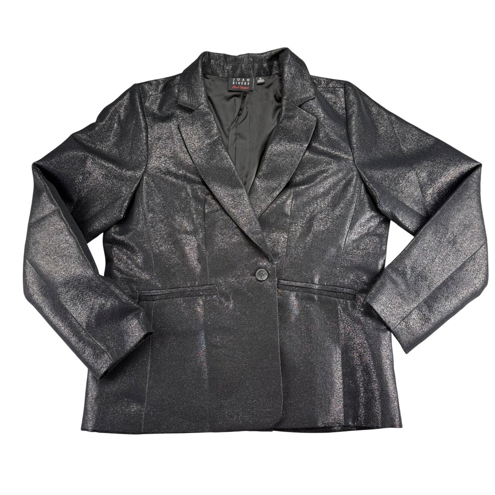 Joan Rivers Red Carpet Metallic Black Blazer Jacket Womens Medium New Years Eve